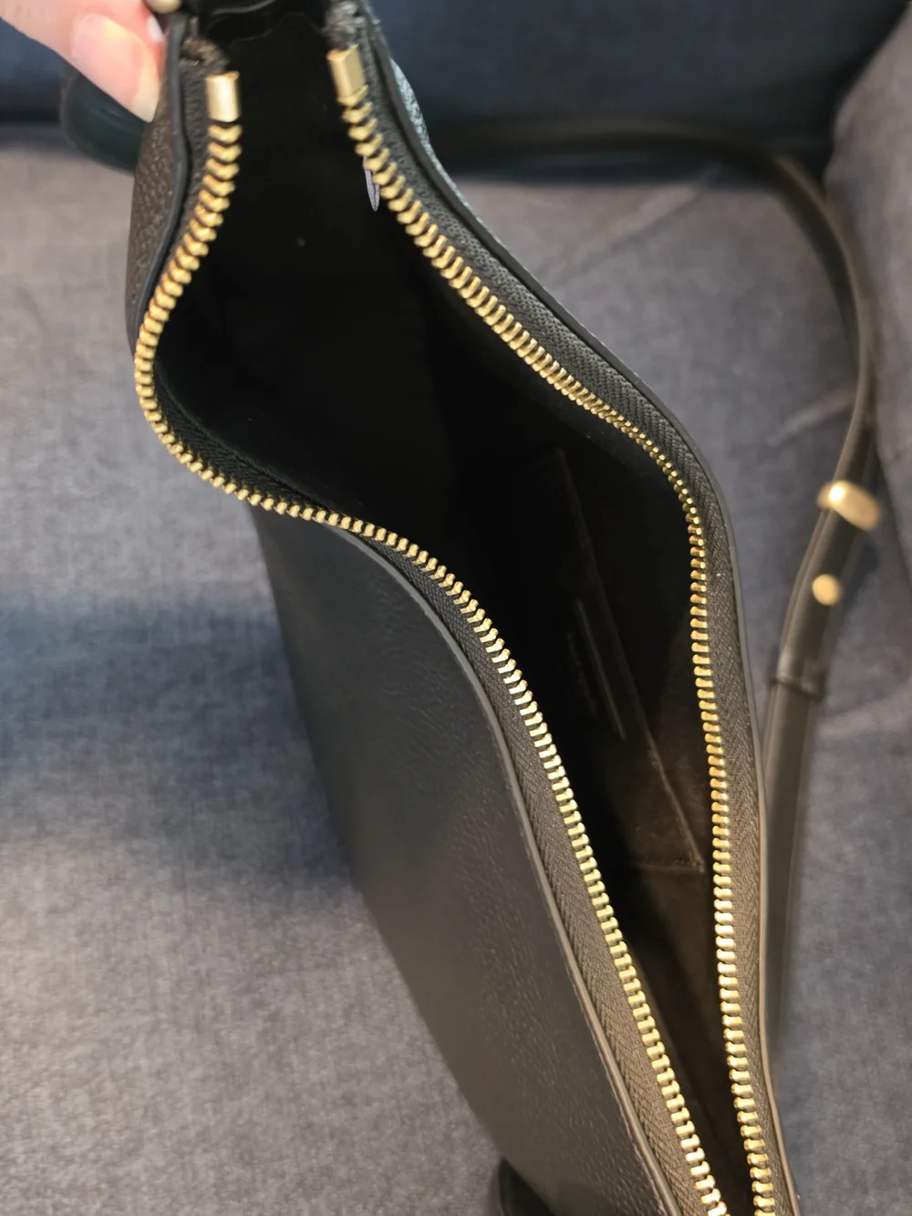Kate Spade Duo Black Leather Crescent Crossbody Bag with Gold Hardware